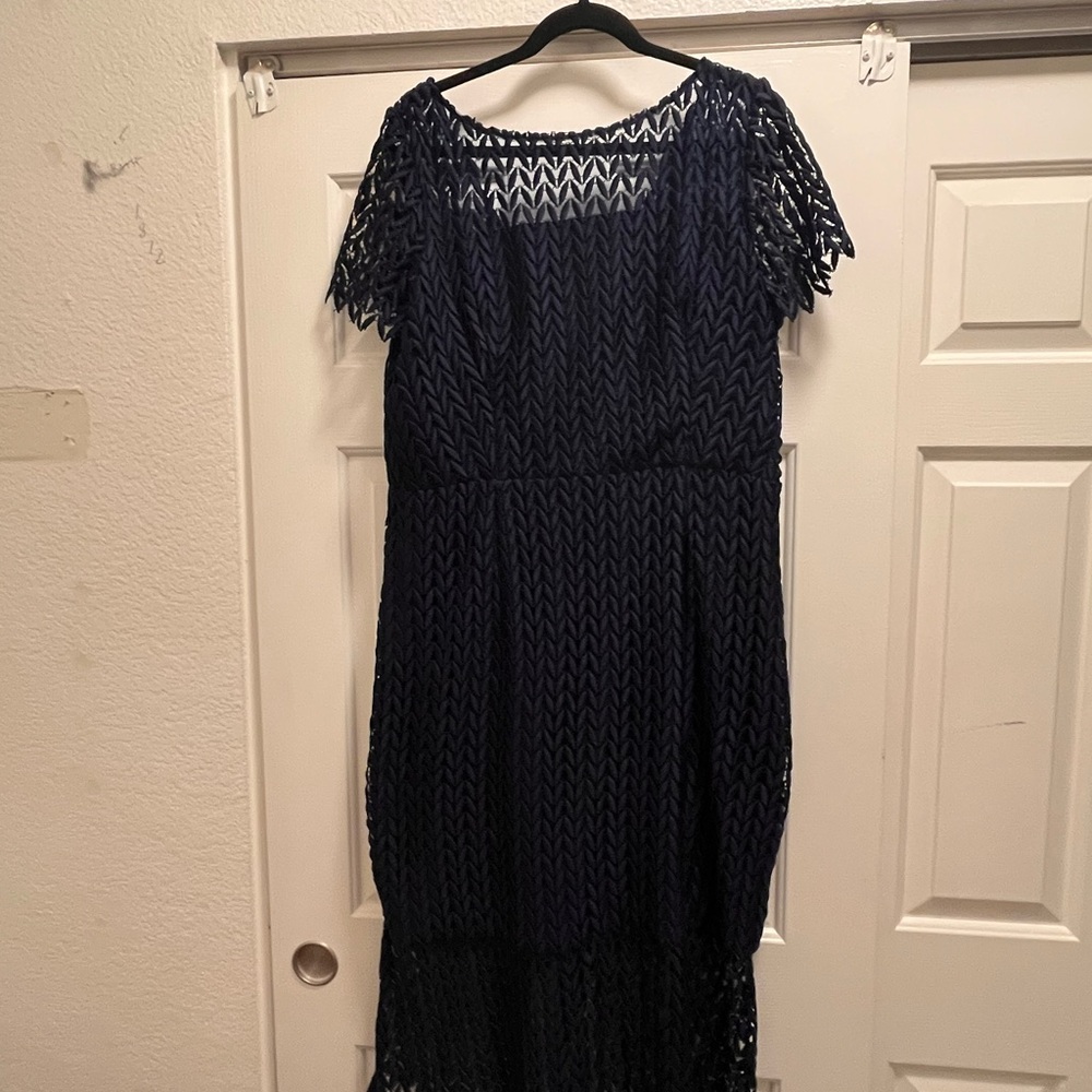 Kay Unger Tatum Midnight Blue Midi Dress